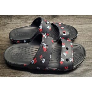Disney Crocs Minnie Mouse 2 Strap Sandals Park Exclusive 10 Women 8 Men Black